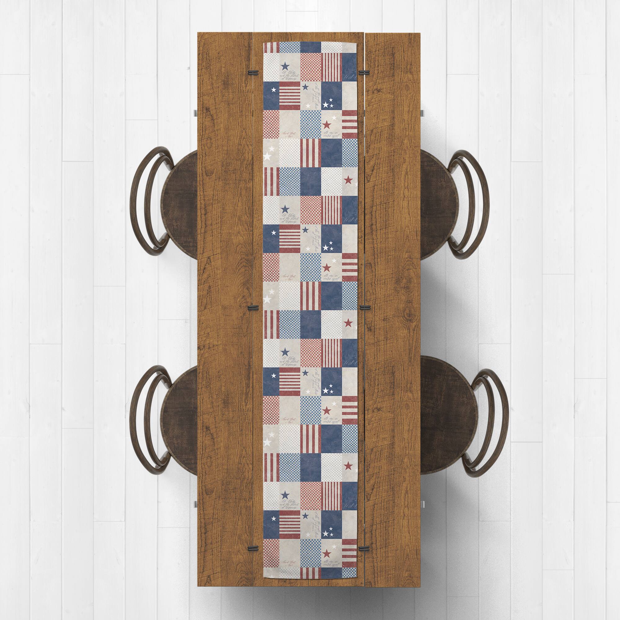 90" Patchwork Check Cotton Twill Table Runner